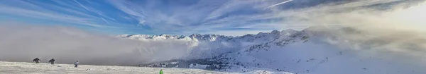 Panorama Billede Skråning Kanzelwand Skisportssted Kleinwalsertal Dal Østrig Dagtimerne - Stock-foto