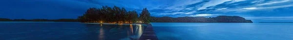 Vue Panoramique Sur Jetée Carp Island Palau Coucher Soleil — Photo