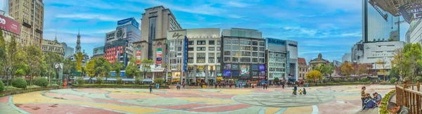 Panoramiczny Widok Nanjing Road Dzielnicy Handlowej Szanghaju Ciągu Dnia — Zdjęcie stockowe