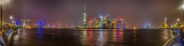 Vista Sobre Rio Huangpu Bund Xangai Noite — Fotografia de Stock