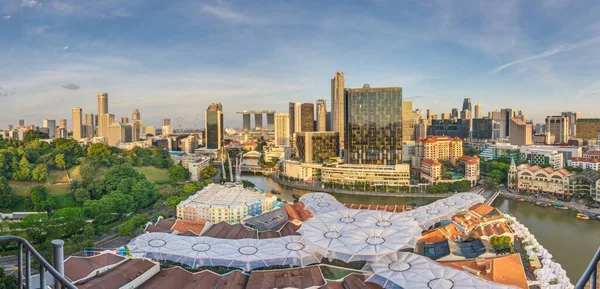 Панорамний Вид Горизонт Сінгапуру Розважальним Районом Кларк Кей Вдень — стокове фото