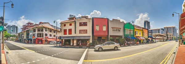 Панорама Уличной Сцены Районе Чайнатауна Сингапура Днем — стоковое фото