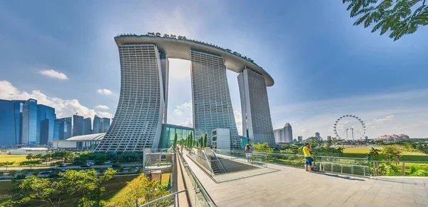Вид Современный Район Бэй Сэндс Сингапуре Дневное Время — стоковое фото