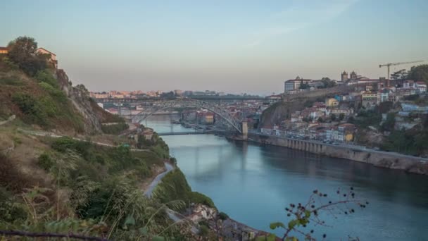 Zeitraffer Film Über Den Fluss Douro Der Nähe Von Porto — Stockvideo