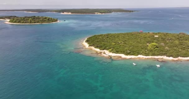 Κηφήνας Πάνω Από Νησιά Brijuni Μπροστά Από Pula Στην Ίστρια — Αρχείο Βίντεο