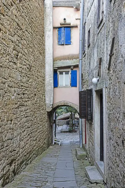 Picture from the historic town of Groznjan in Istria with idyllic cobbled streets and buildings made of natural stone during the day