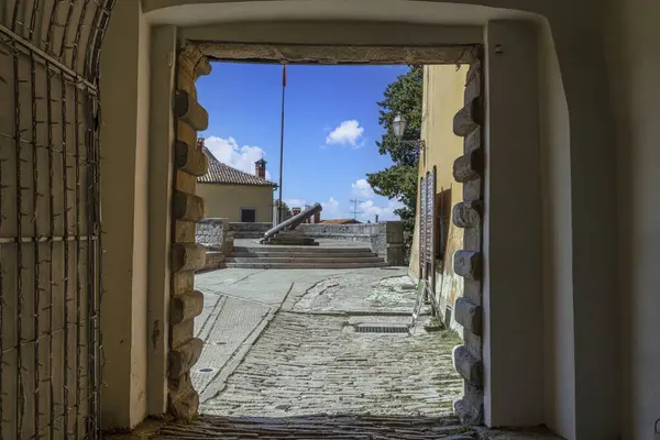 View Gate Bastion Ancient Croatian Town Labin Day — Stock Photo, Image