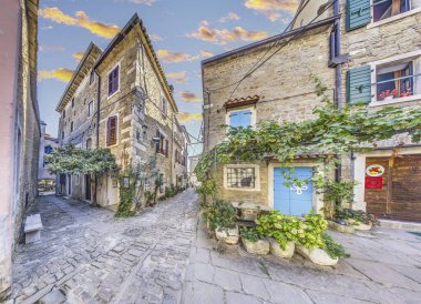 Picture from the historic town of Groznjan in Istria with idyllic cobbled streets and buildings made of natural stone during the day