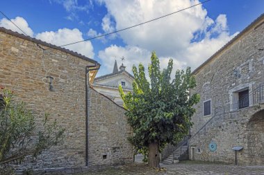 Picture from the historic town of Groznjan in Istria with idyllic cobbled streets and buildings made of natural stone during the day