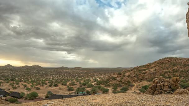 Dag Till Natt Video Damaraland Namibia Regnperioden Med Dusch Moln — Stockvideo