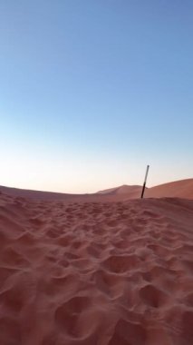 Namib Çölü 'ndeki Deathvlei yürüyüşünün son metre görüntüleri. Yazın gün doğumunda.