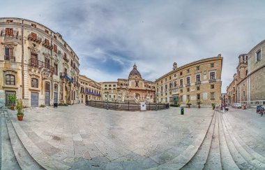 Kilisenin panoramik bir resmi. Chiesa di San Domenico. Gündüz vakti Sicilya 'nın Palermo şehrinde insanlar olmadan.