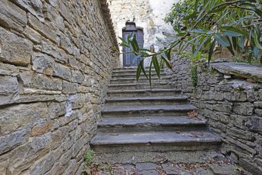 Picture from the historic town of Groznjan in Istria with idyllic cobbled streets and buildings made of natural stone during the day
