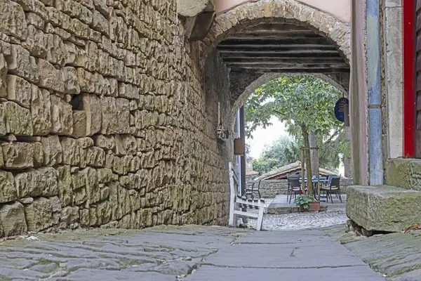 stock image Picture from the historic town of Groznjan in Istria with idyllic cobbled streets and buildings made of natural stone during the day