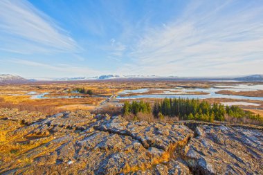 Kar, Thingvellir Milli Parkı 'nı göller ve lav taşlarıyla kapladı