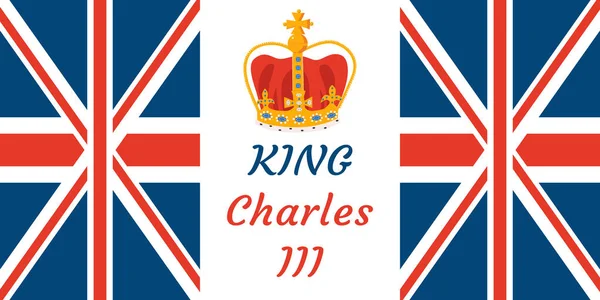 Król Karol Iii Sztandar Świętowania Koronacji Królowania Brytyjskim Tronie Ilustracja Wektory Stockowe bez tantiem