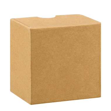 Arka plandan kesilmiş gri bir karton kutu.