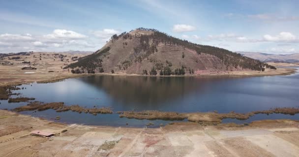 Vidéo Aérienne Lac Huaypo Cusco Pérou Vue Andine Dans Campagne — Video