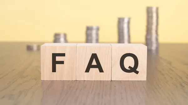 Faq Frequently Asked Questions Abbreviation Written Wooden Blocks Yellow Background Stock Picture