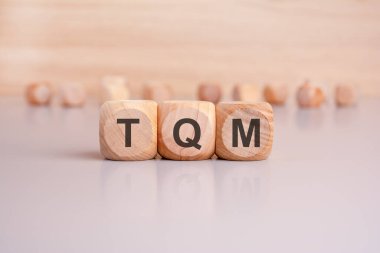 Bu, ahşap bloklar kullanarak Toplam Kalite Yönetimi TQM kavramını gösteren görsel bir temsildir.