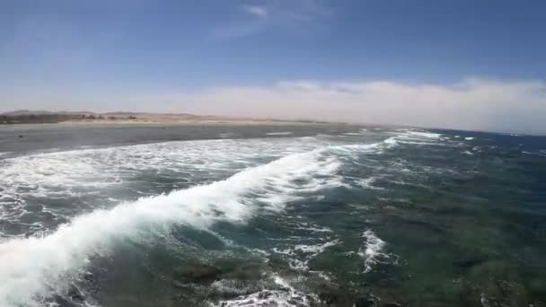 Olas Playa Marsa Alam Egipto Vista Desde Playa Hasta Arrecife — Vídeos de Stock