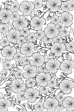 Yetişkinler ve çocuklar için çiçek boyama kitabı. Yazdırma için vektör resmi 