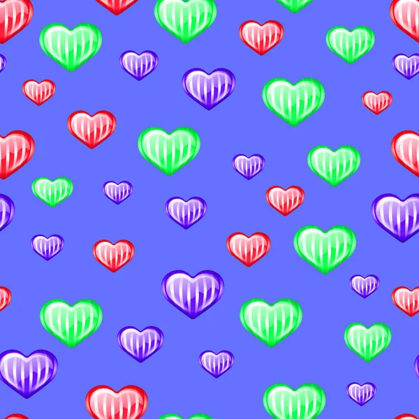 Nahtloses Muster Mit Herzen Mehrfarbige Herzen Herzen Mit Streifen Ideal — Stockfoto