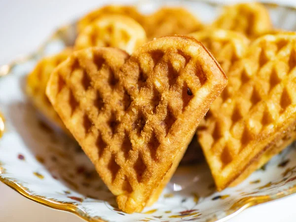 Homemade Waffle Heart White Background — Stock Photo, Image