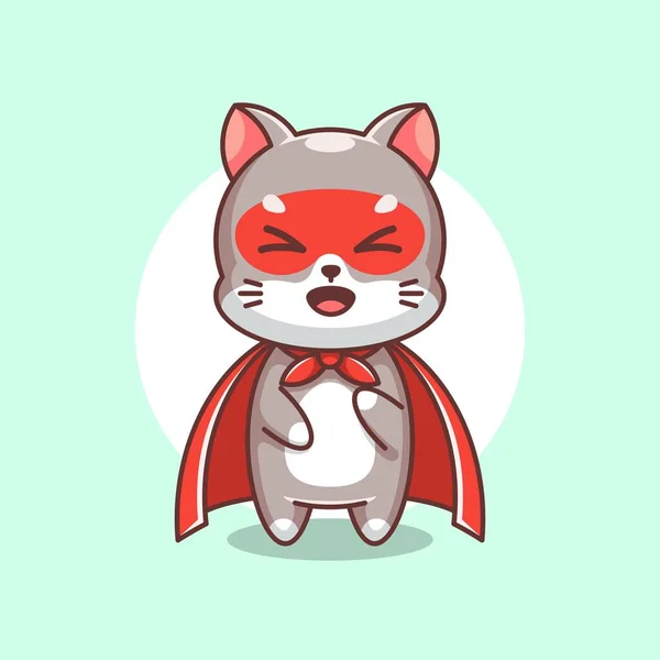Cute Cat Superhero Cartoon Design — Stock Vector