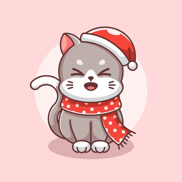 Leuke Katten Met Een Sjaal Voor Kerst Winter — Stockvector
