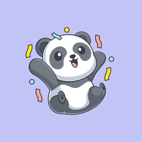 Lindo Panda Celebrando Fiesta Dibujos Animados — Archivo Imágenes Vectoriales