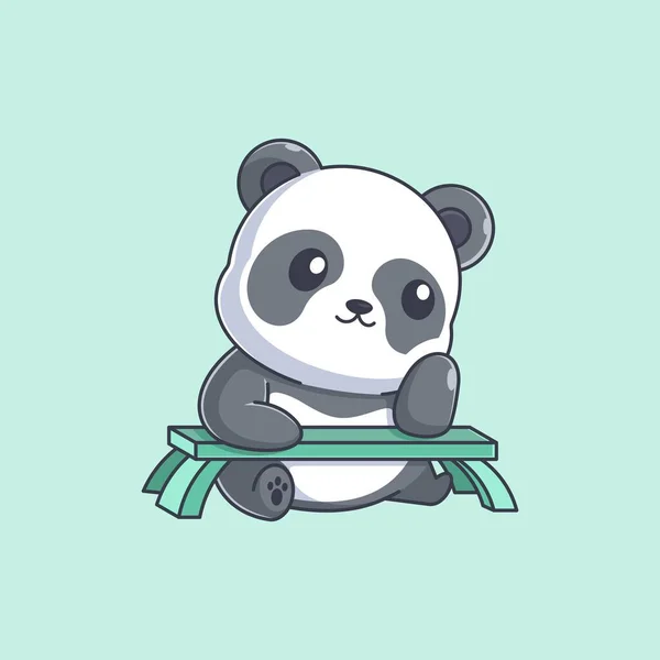 Panda Daydreaming Table — Stock Vector