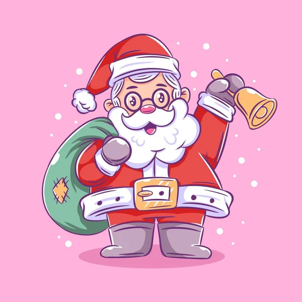 Babbo Natale Vuole Condividere Regali Cartone Animato Mano — Vettoriale Stock