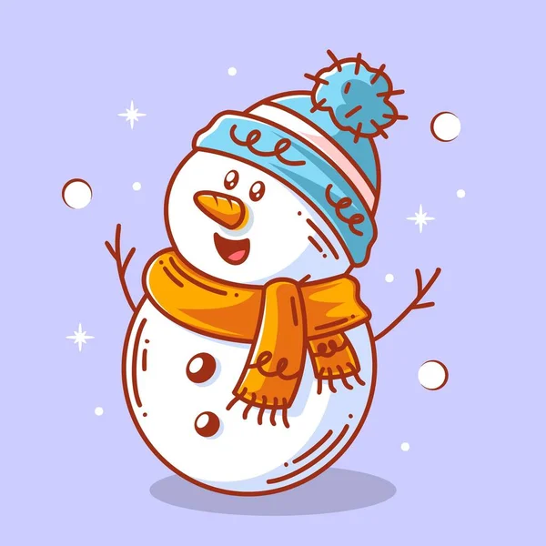 Cute Snowman Using Neck Head Warmers — Vettoriale Stock