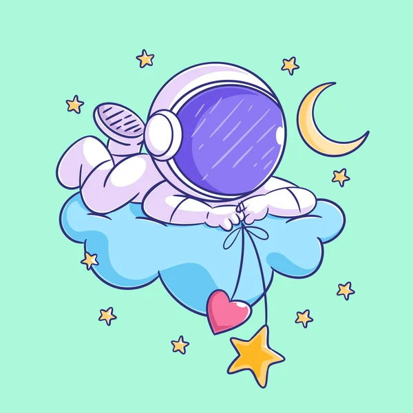 Astronaut Cloud Stars — Stok Vektör