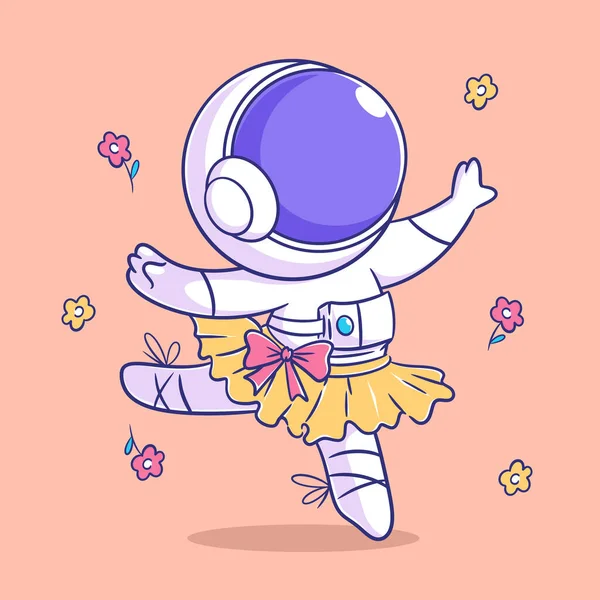 Милий Астронавт Танцює Стиль Балету — стоковий вектор