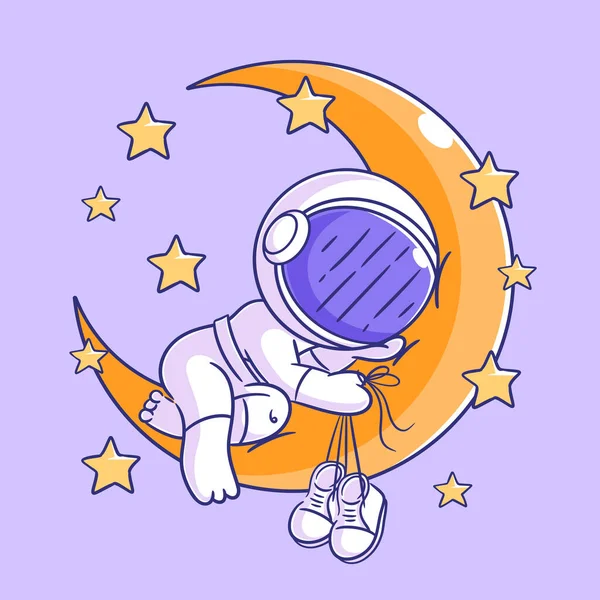 Astronauts Moon Sleeping — Stok Vektör