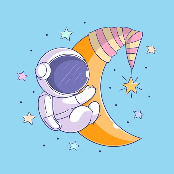 Astronauts Moon Sleeping — Stok Vektör