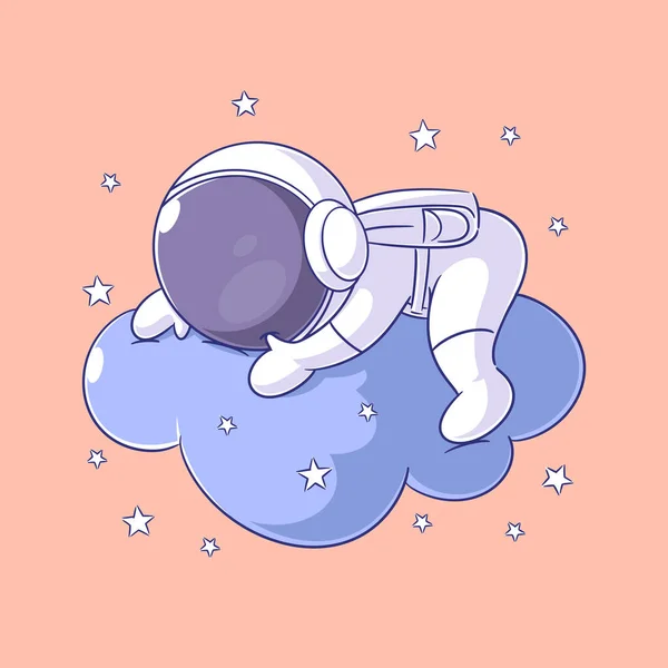 Астронавт Хмарі Спить Зірками — стоковий вектор