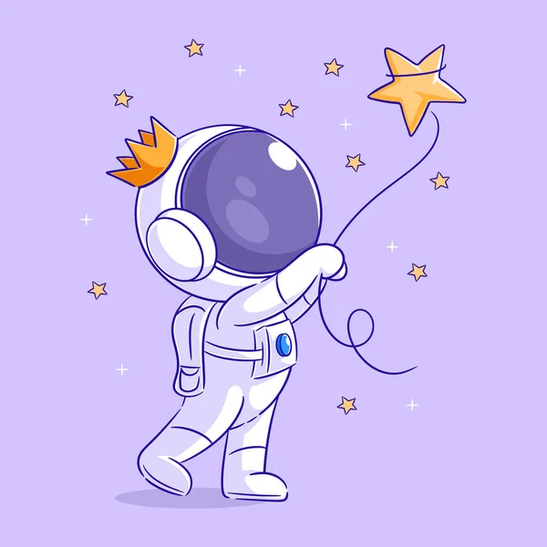 Astronaut Catching Stars Sky — Stok Vektör