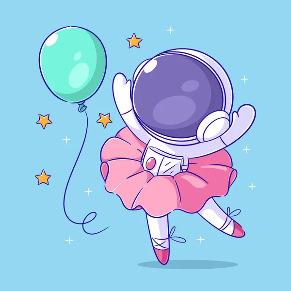 Astronaut Dancing Happily Balloon — Stok Vektör