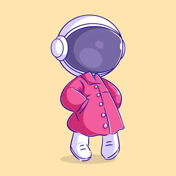Pembe Ceket Giyen Bir Astronot — Stok Vektör