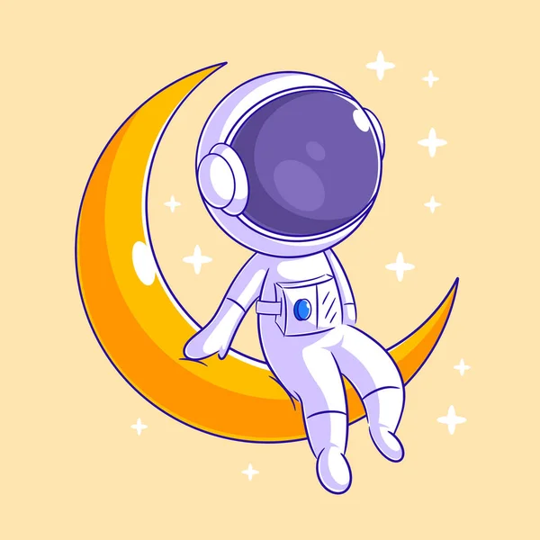 Astronauts Sitting Relaxed Moon — Stok Vektör