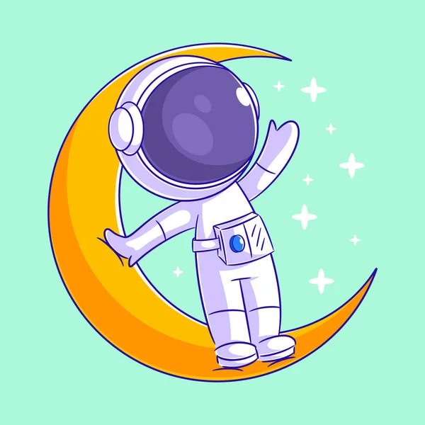 Astronauts Standing Relaxed Moon — Stok Vektör