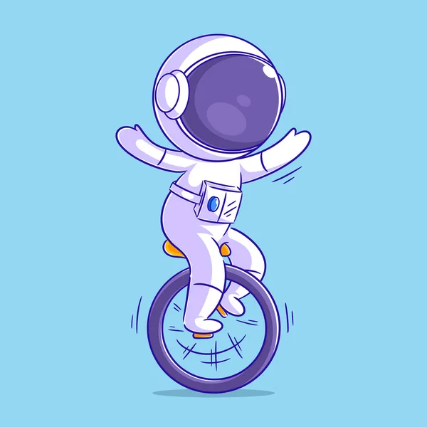 Astronaut Playing Unicycle — Stok Vektör