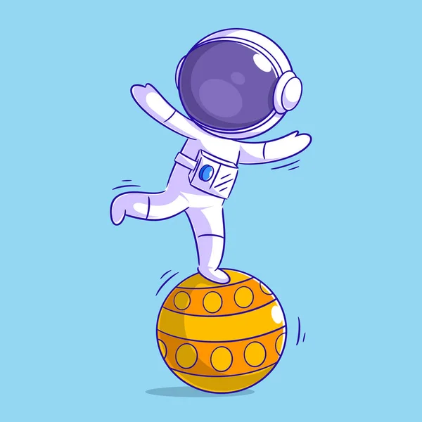 Astronaut Standing Circus Ball — Stok Vektör