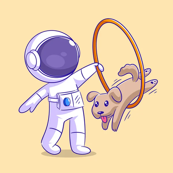 Astronaut Playing Jump Dog — Stok Vektör