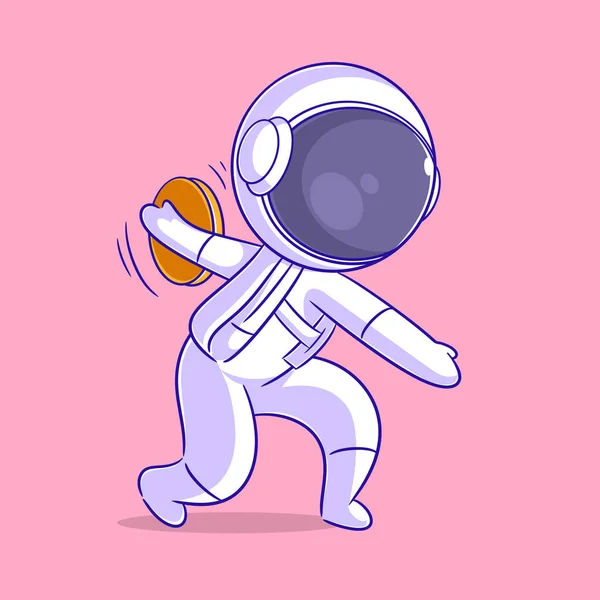 Astronaut Playing Discus Throw Passion — Stok Vektör