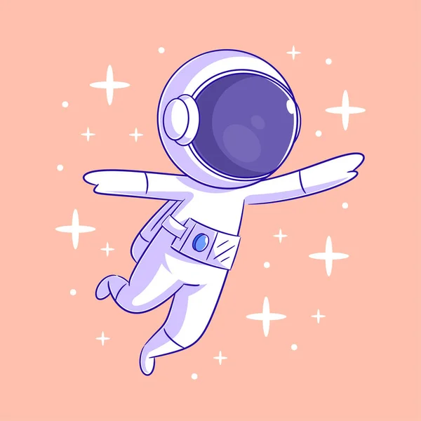 宇宙飛行士は宇宙に浮かぶのが幸せ — ストックベクタ