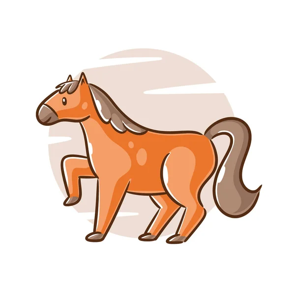 Bonito Cavalo Animal Desenho Animado — Vetor de Stock